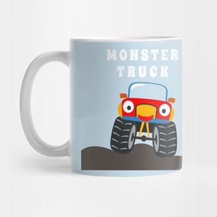 illustration of monster truck with cartoon style. Mug